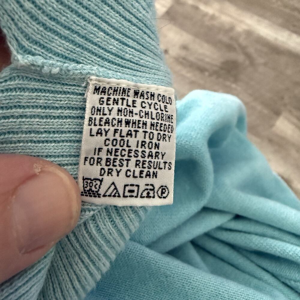 Tommy Bahama Cotton Sweater Mens Large Aqua V-Neck 2 If By Sea Pullover T4391 - Picture 6 of 8